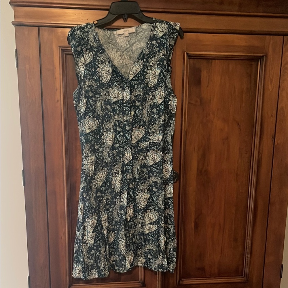 LOFT Green Sleeveless V-Neck Sundress